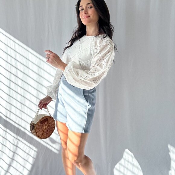 Le Paris Stretch Micro Suede Shorts | Sadie & Sage | Blue - Picture 12 of 12